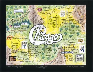Music LifeMap in the iconic shape of the Chicago rock band logo Music LifeMap in the iconic shape of the Chicago rock band logo