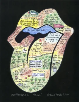 Music LifeMap in the iconic shape of The Rolling Stones rock band image Music LifeMap in the iconic shape of The Rolling Stones rock band image