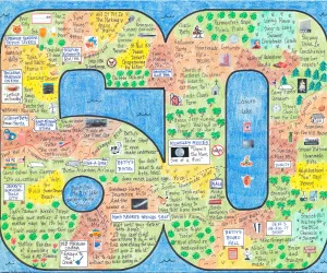 Birthday LifeMap in the shape of the number 60 Birthday LifeMap in the shape of the number 60
