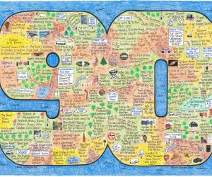 Birthday LifeMap in the shape of the number 90 Birthday LifeMap in the shape of the number 90